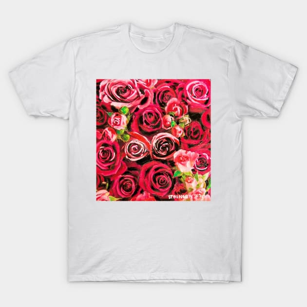 Red roses abloom T-Shirt by gjspring